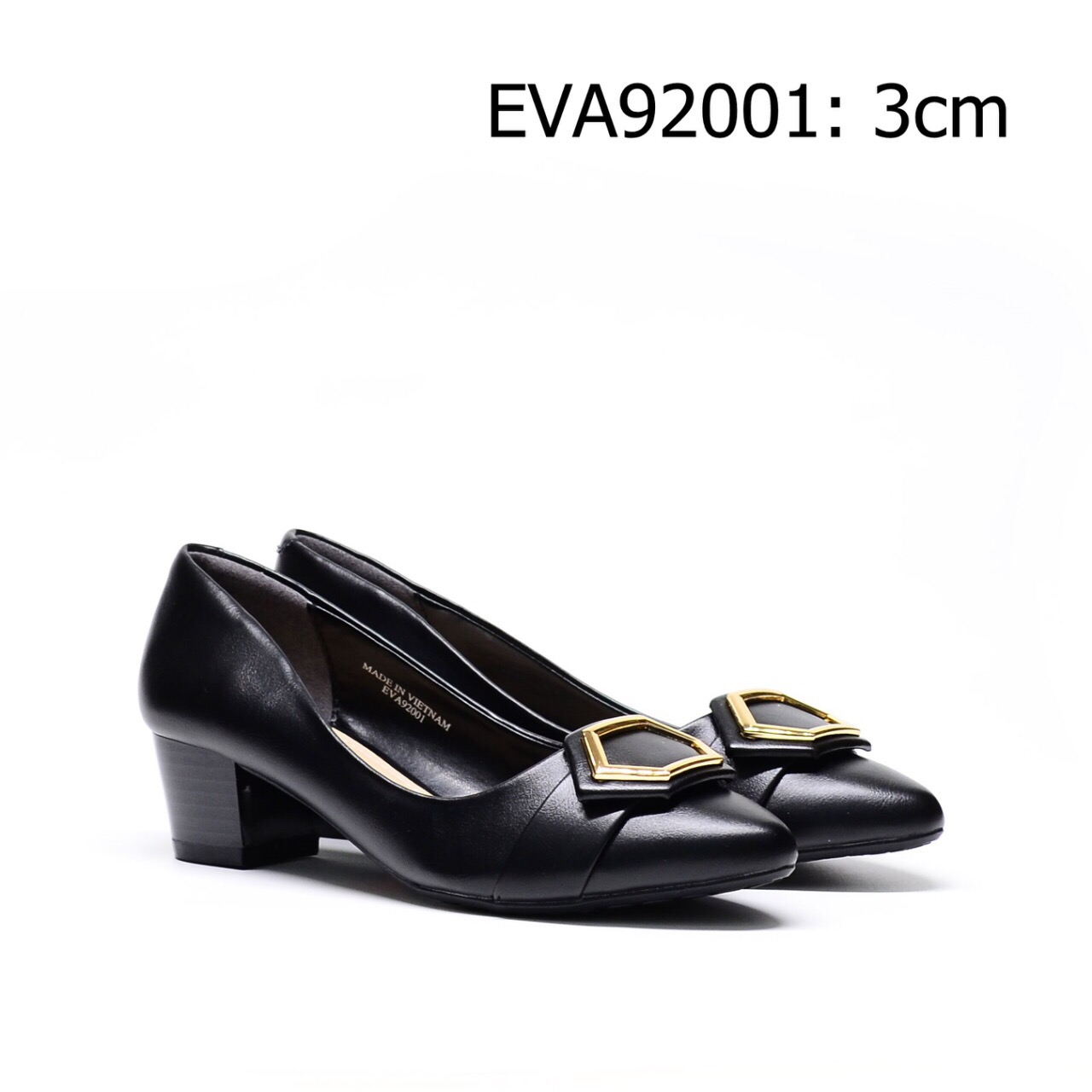 Giày gót vuông EVA92001 phối nơ kim loại nổi bật mới